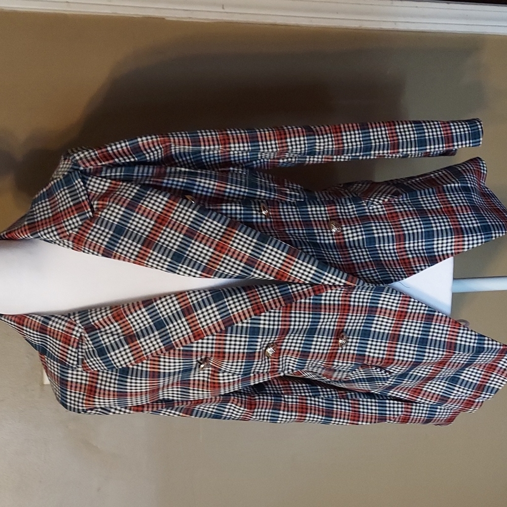 Plaid blazer/military style
